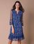 Robe dentelle manches 3/4 imprimée (bleu grisé)