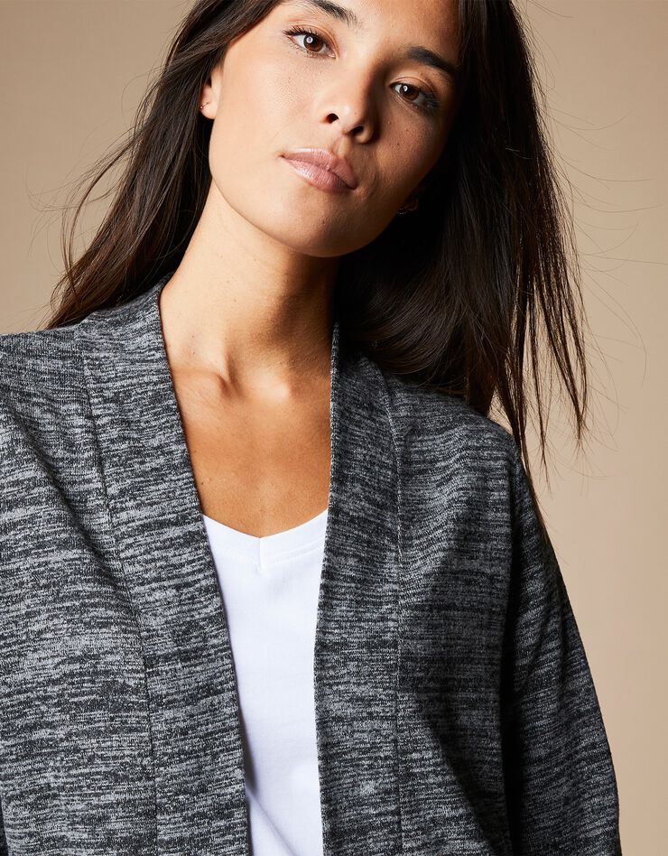 Gilet long jesey gratté (gris anthracite) Gilet long jesey gratté (gris anthracite)