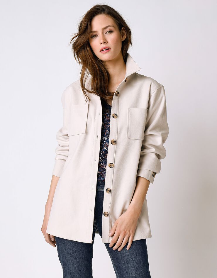 Veste surchemise boutonnée (beige) Veste surchemise boutonnée (beige)