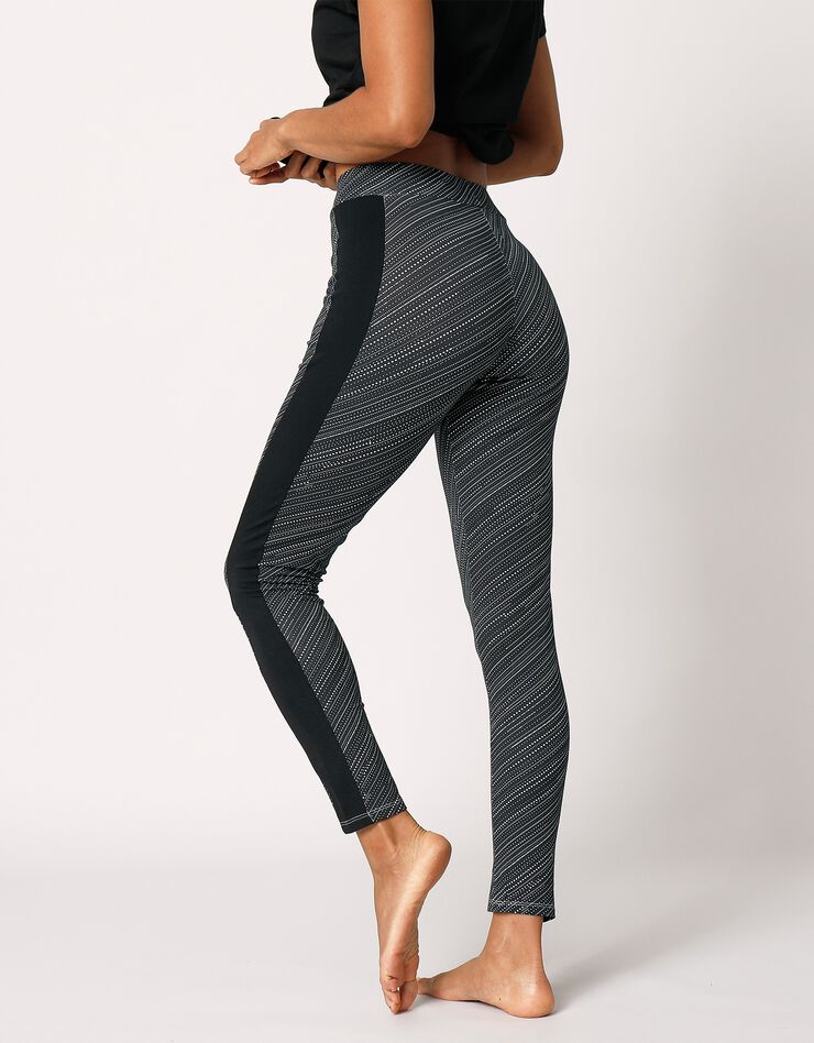 Legging imprimé bandes contrastées côtés (noir / blanc) Legging imprimé bandes contrastées côtés (noir / blanc)