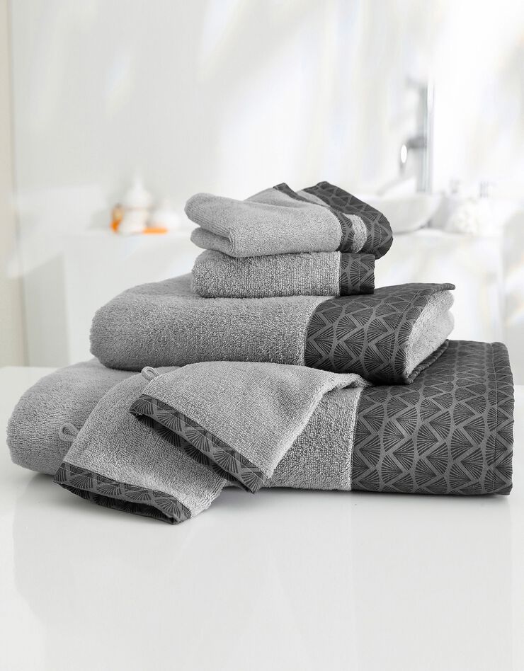 Éponge bouclette 420 g/m² liteau fantaisie (gris)