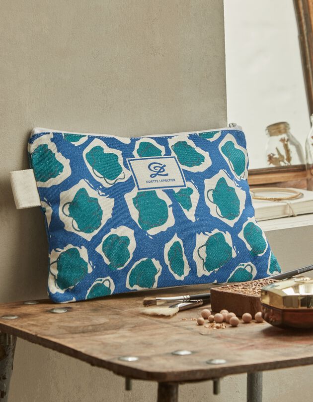 Trousse plate, collection "Odette Lepeltier" (bleu / vert)