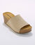 Mules compensées en cuir et talon liège (beige)