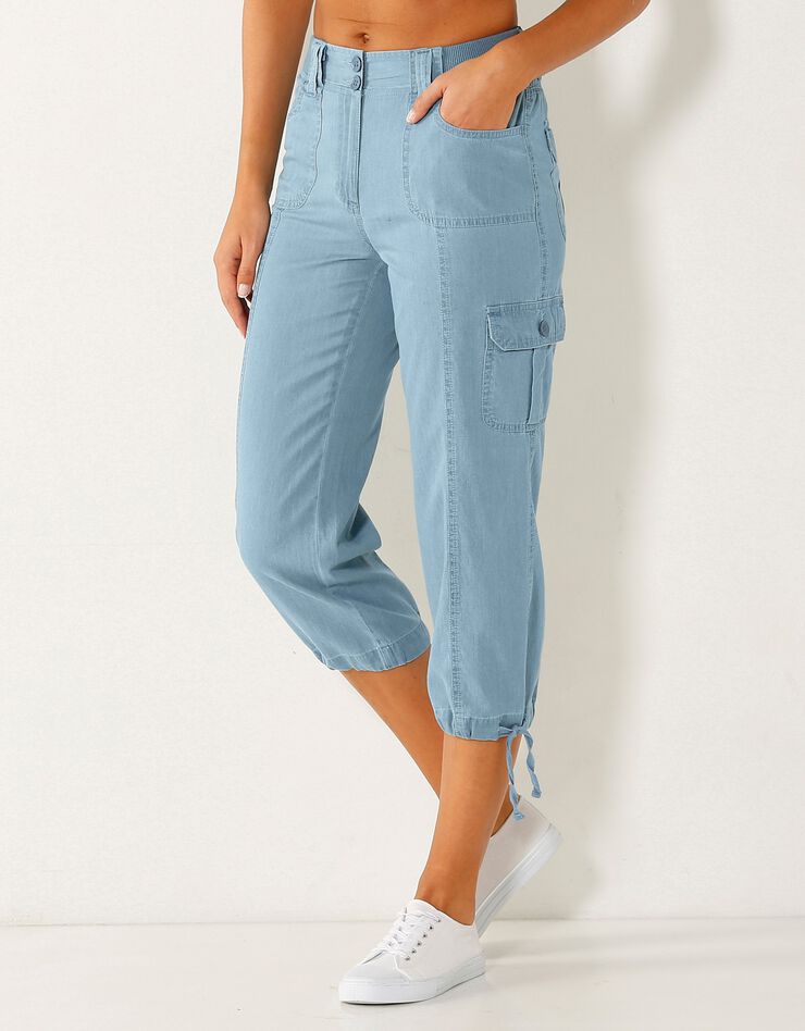 Pantacourt denim ceinture maille (bleached) Pantacourt denim ceinture maille (bleached)