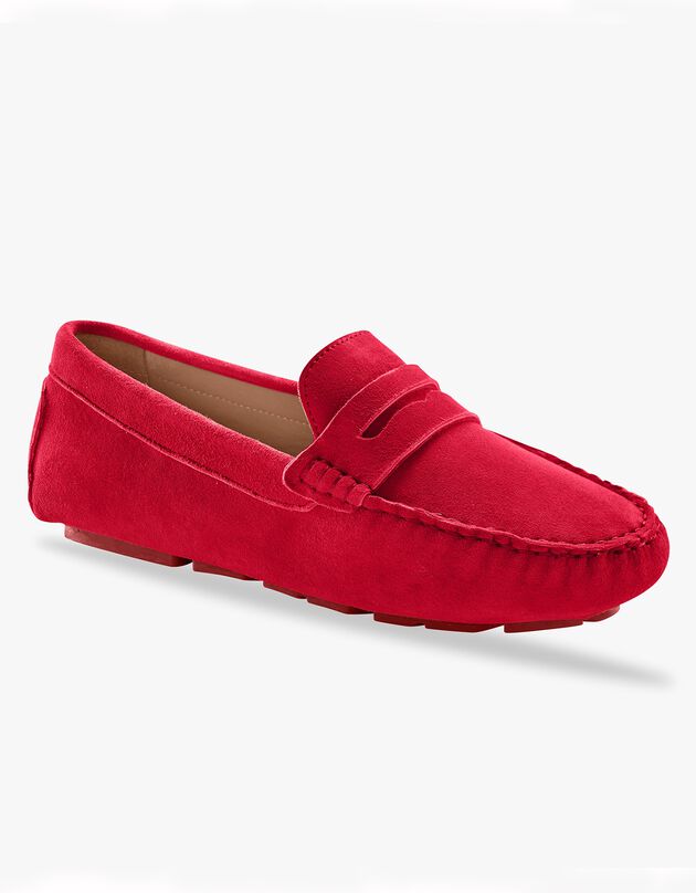 Mocassins en cuir velours - rouge (rouge)