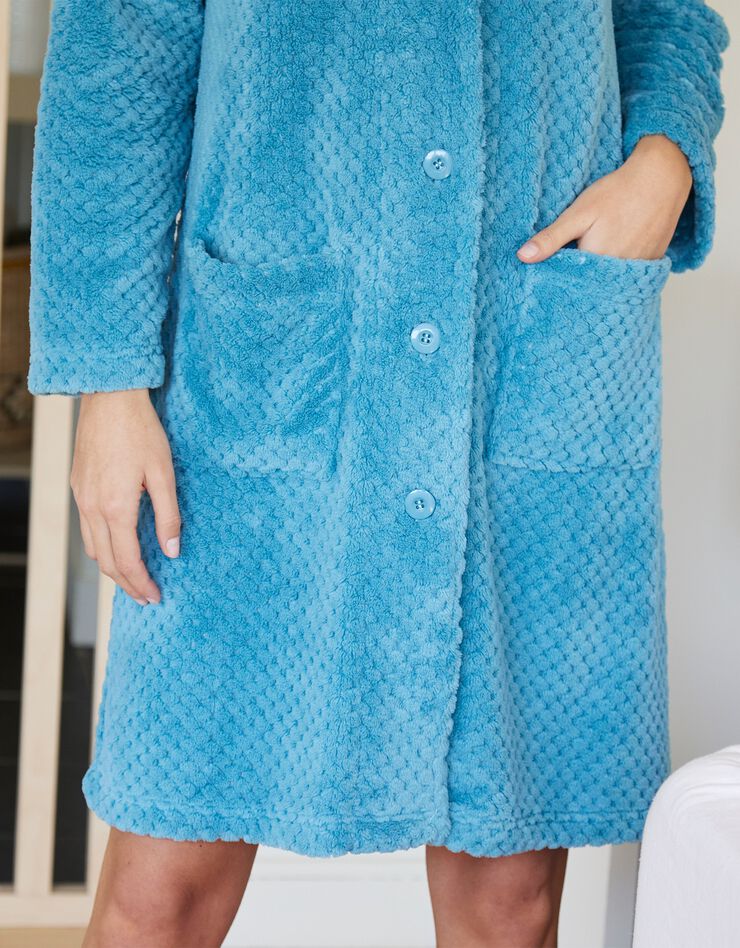 Robe de chambre maille polaire col châle - Longueur 95 cm (turquoise) Robe de chambre maille polaire col châle - Longueur 95 cm (turquoise)