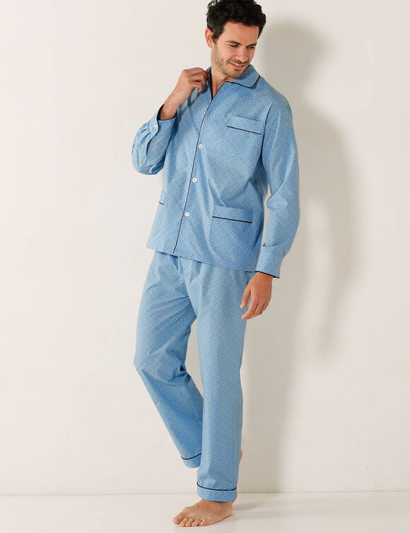 Pyjama imprim&eacute; popeline polycoton  (bleu)