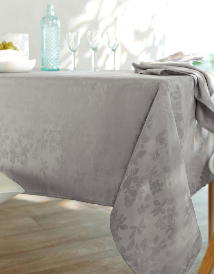 Nappe damassée feuillages Colombine® (gris perle) Nappe damassée feuillages Colombine® (gris perle)