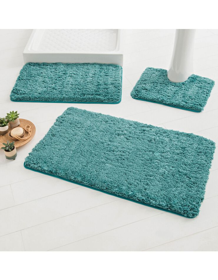Tapis de bain uni moelleux microfibre (lagon) Tapis de bain uni moelleux microfibre (lagon)