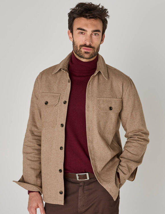 Surchemise flanelle bicolore qualit&eacute; lourde (beige)
