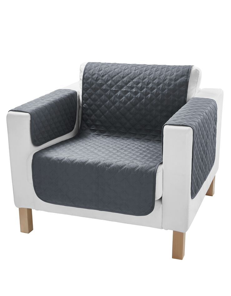Protège-salon antiglisse microfibre matelassé (gris)