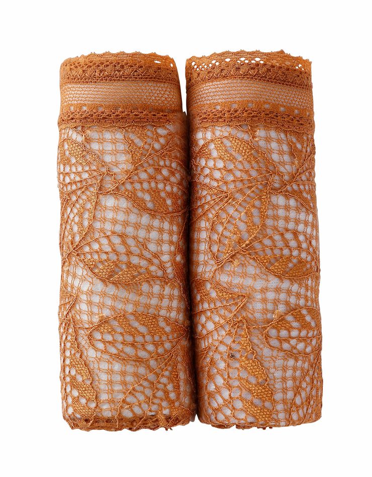 Culotte forme tanga microfibre et dentelle stretch - lot de 2 (caramel) Culotte forme tanga microfibre et dentelle stretch - lot de 2 (caramel)