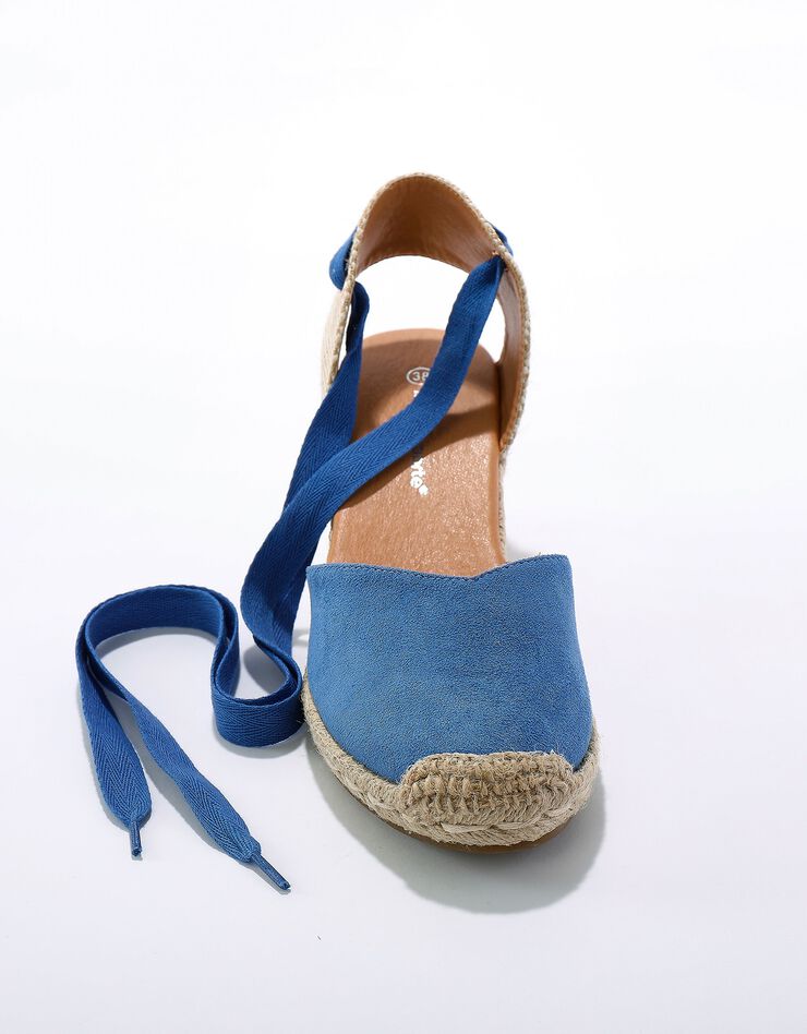 Sandales compensées corde avec liens à nouer (bleu) Sandales compensées corde avec liens à nouer (bleu)