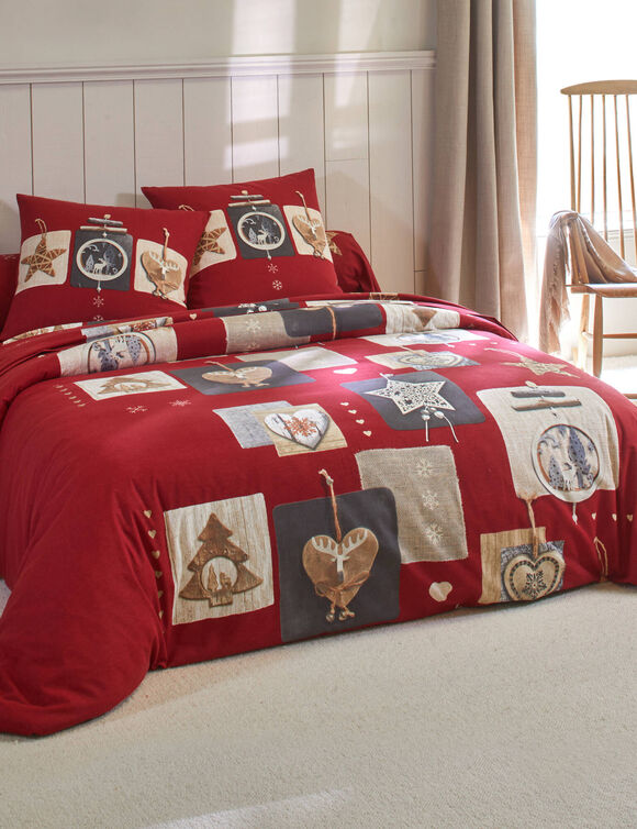 Linge de lit Chalet flanelle (rouge)