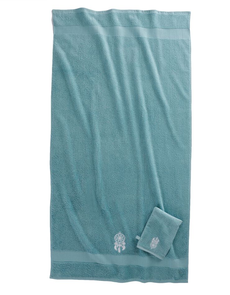 Éponge coton broderie attrape rêves - 420g/m² (vert d'eau) Éponge coton broderie attrape rêves - 420g/m² (vert d'eau)