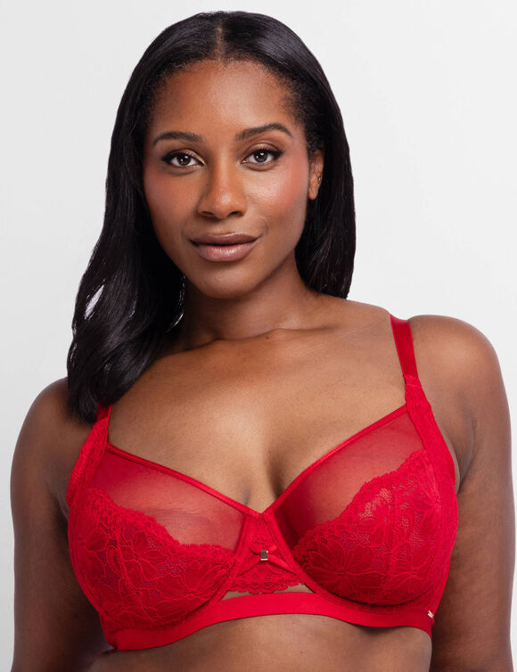Soutien-gorge dentelle et tulle Jemma -  avec armatures (rouge)