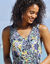 Robe longue à volants, crépon imprimé (bleu / vert)