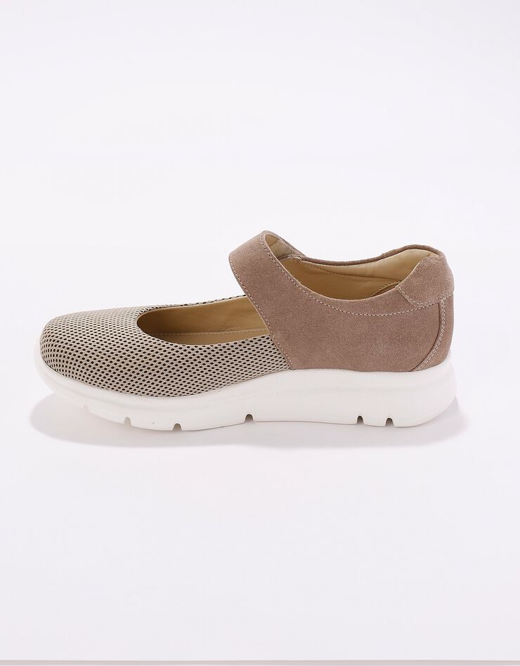 Babies de marche légères scratchées, cuir (beige)
