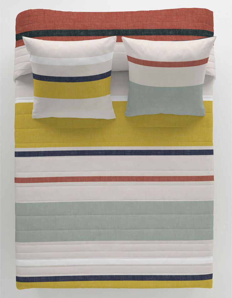 Couvre-lit matelassé rayé multicolore (jaune / blanc) Couvre-lit matelassé rayé multicolore (jaune / blanc)