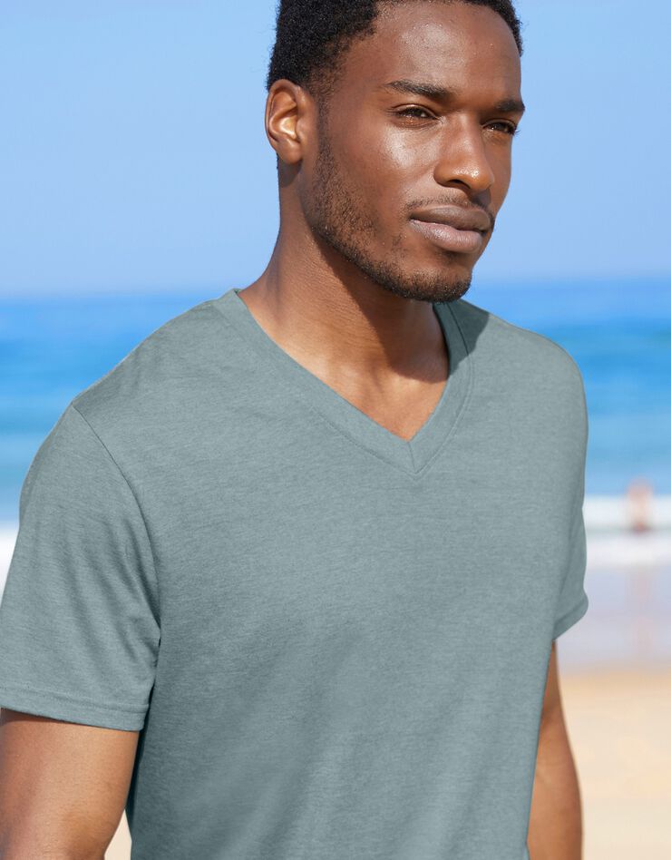 Tee-shirt col V manches courtes - lot de 3 (ch azur + tilleul + vert) Tee-shirt col V manches courtes - lot de 3 (ch azur + tilleul + vert)
