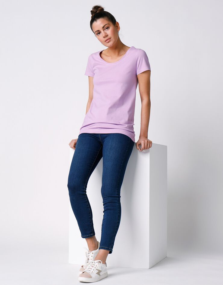 Tee-shirt uni manches courtes en coton bio, éco-responsable (parme) Tee-shirt uni manches courtes en coton bio, éco-responsable (parme)