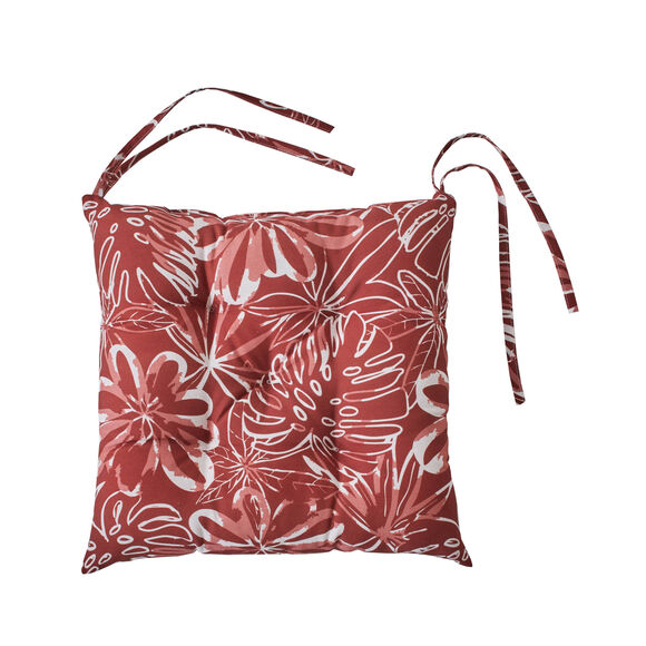 Galette de chaise carr&eacute;e imprim&eacute; fleuri - lot de 2 (terracotta)