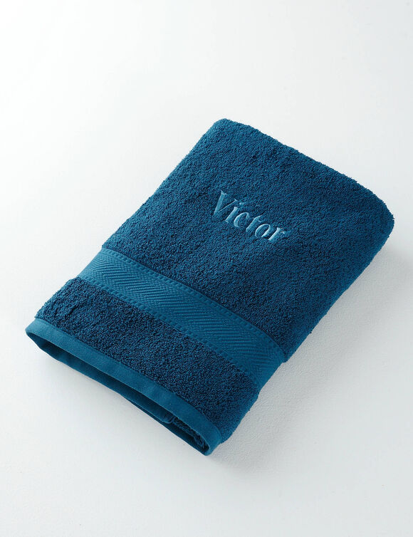 Collection serviettes de bain 540 g/m2 personnalisables confort moelleux (bleu paon)