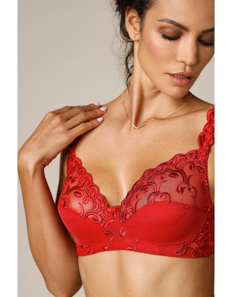 Soutien-gorge brodé microfibre sans armatures Sienne - lot de 2 (rouge + jade) Soutien-gorge brodé microfibre sans armatures Sienne - lot de 2 (rouge + jade)