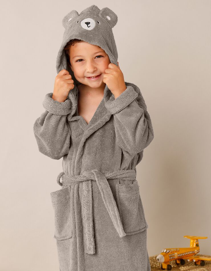 Peignoir de bain enfant ourson à capuche éponge coton - 380 g/m² (taupe) Peignoir de bain enfant ourson à capuche éponge coton - 380 g/m² (taupe)