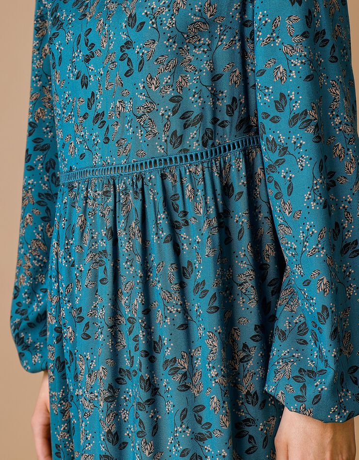 Robe longue imprimée base volantée (bleu prusse) Robe longue imprimée base volantée (bleu prusse)