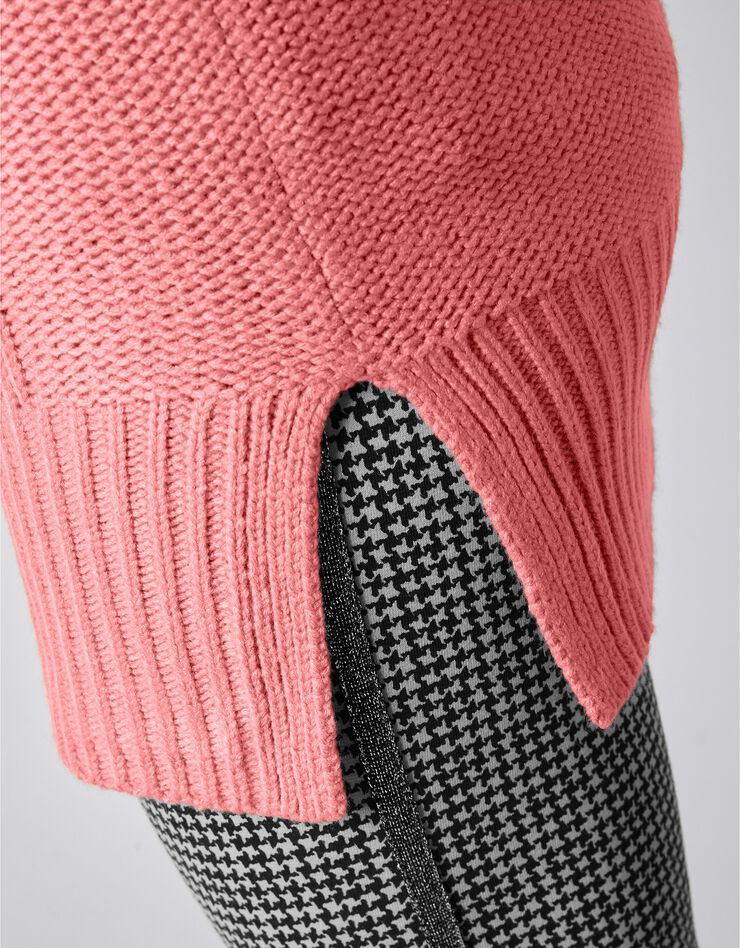Pull tunique torsadé manches courtes, toucher cachemire (corail grisé) Pull tunique torsadé manches courtes, toucher cachemire (corail grisé)