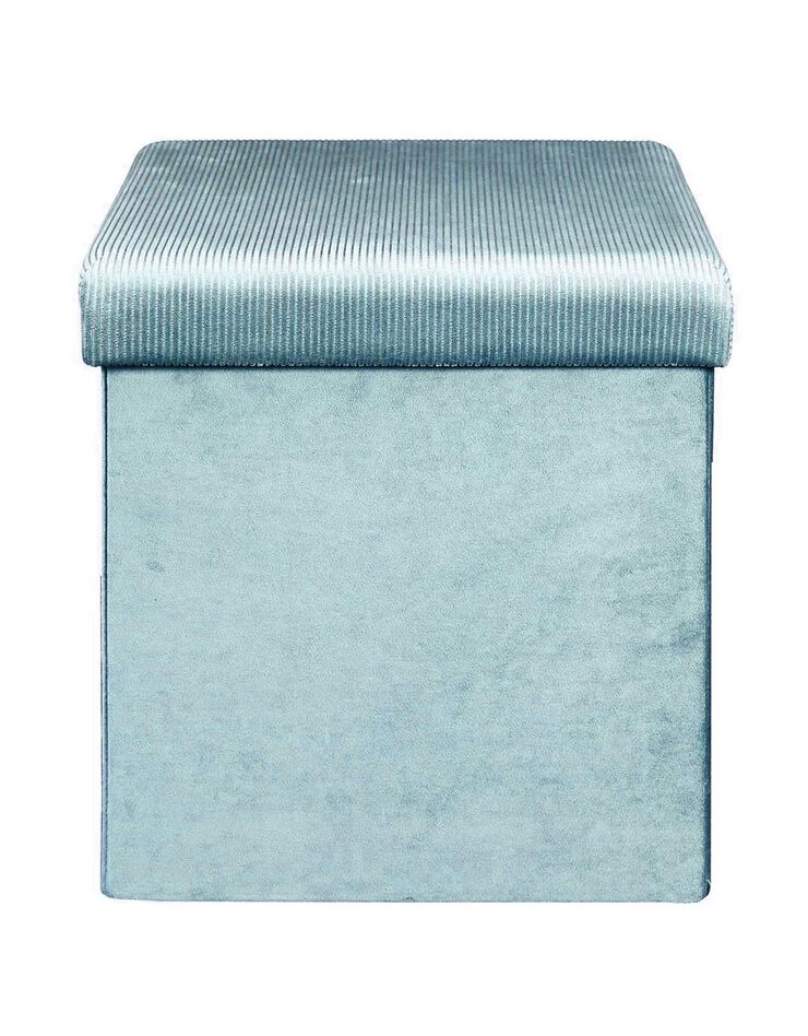 Coffre-pouf pliable - revêtement velours côtelé (bleu)