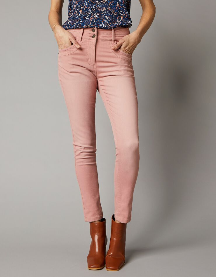 Jean coupe 7/8ème fuselée couleur stretch (bois de rose) Jean coupe 7/8ème fuselée couleur stretch (bois de rose)
