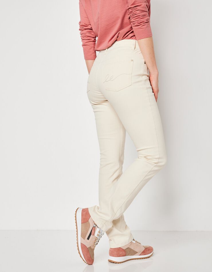 Pantalon droit uni, twill stretch (écru) Pantalon droit uni, twill stretch (écru)