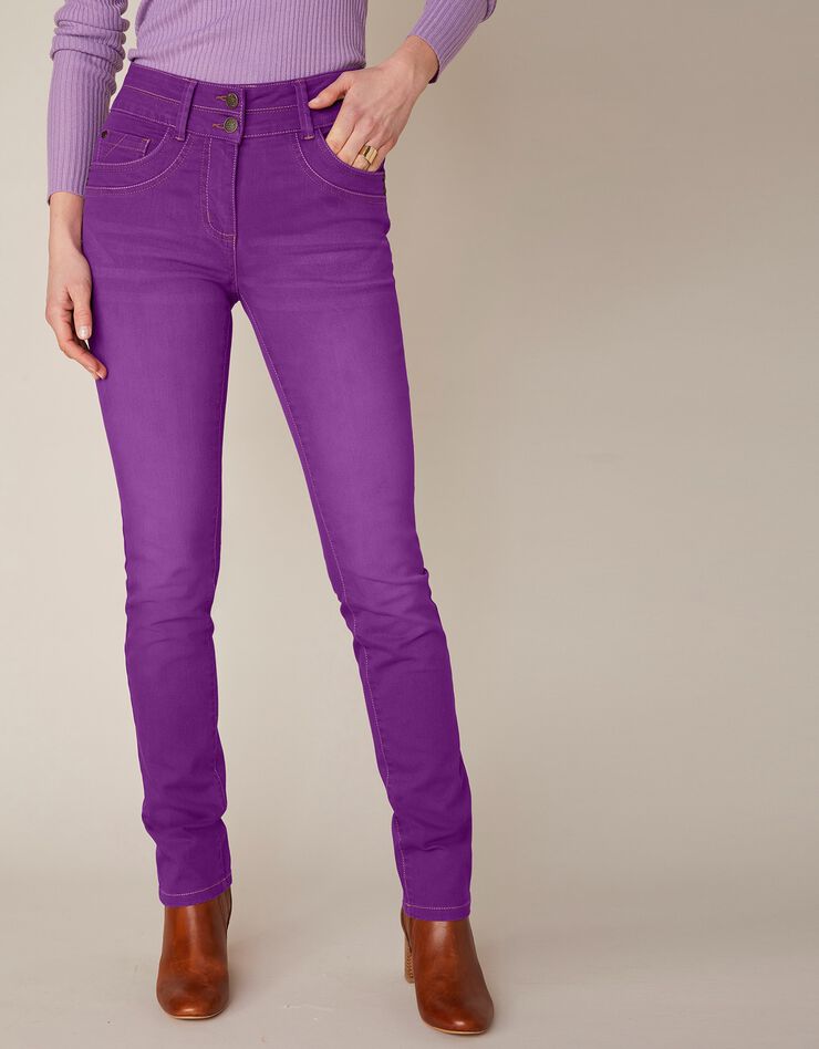 Jean coupe droite stretch couleur (prune) Jean coupe droite stretch couleur (prune)