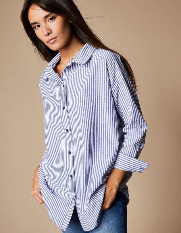 Chemise longue rayée base liquette (bleu / blanc)