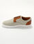 Derbies lacées bi-matière toile et cuir (beige)