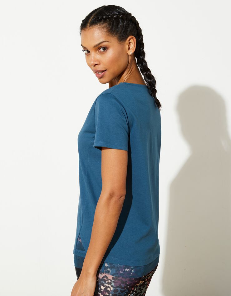 Tee-shirt manches courtes détail résille (bleu)