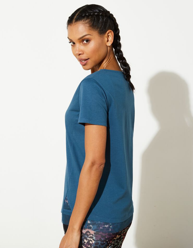 Tee-shirt manches courtes détail résille (bleu) Tee-shirt manches courtes détail résille (bleu)