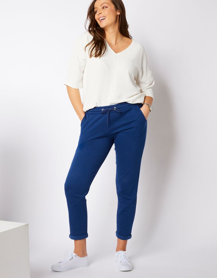 Pantalon jogging molleton gratté - uni (indigo) Pantalon jogging molleton gratté - uni (indigo)