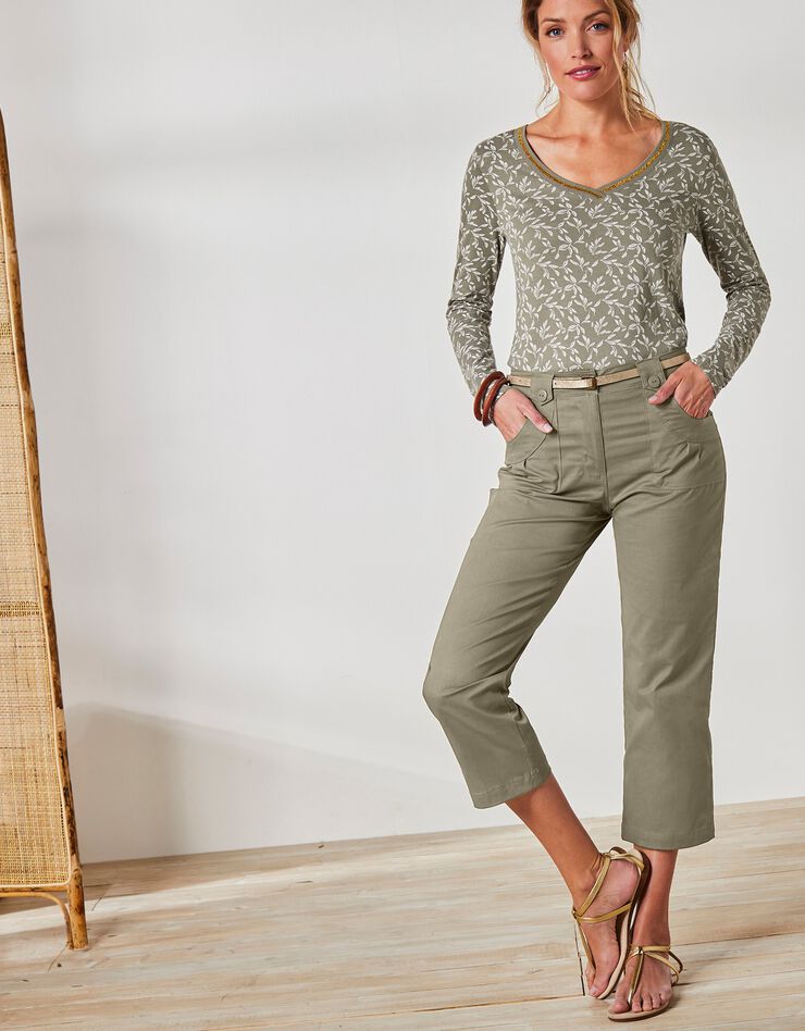 Pantacourt droit stretch (kaki clair) Pantacourt droit stretch (kaki clair)