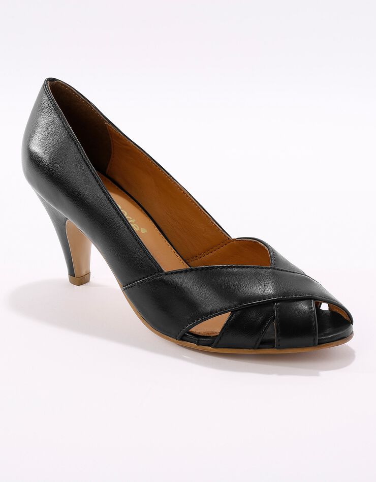 Escarpins ouverts en cuir - noir (noir) Escarpins ouverts en cuir - noir (noir)