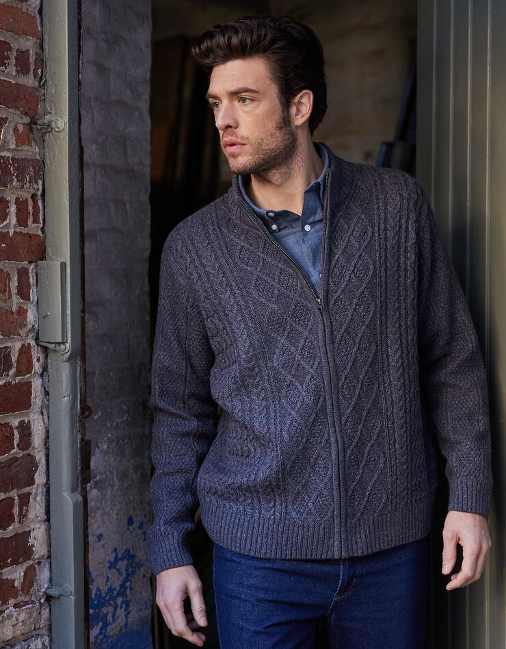Gilet zippé irlandais homme (anthracite chiné) Gilet zippé irlandais homme (anthracite chiné)