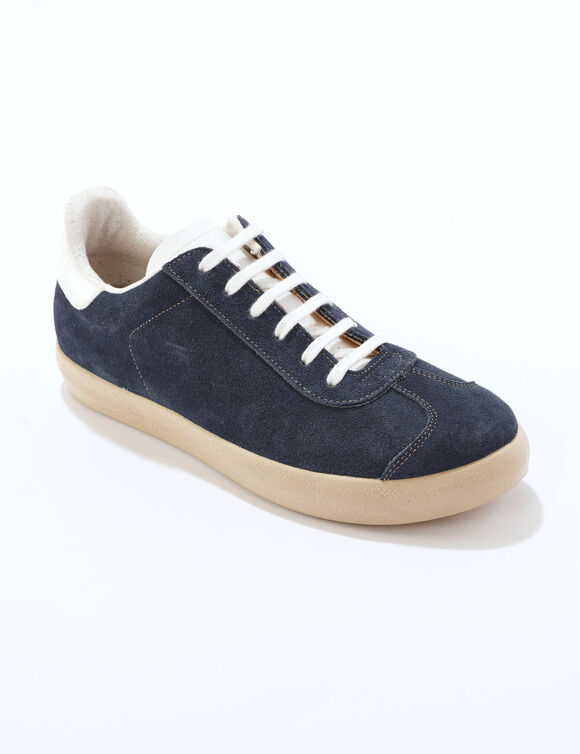 Baskets vintage croûte de cuir colorées (bleu jean)
