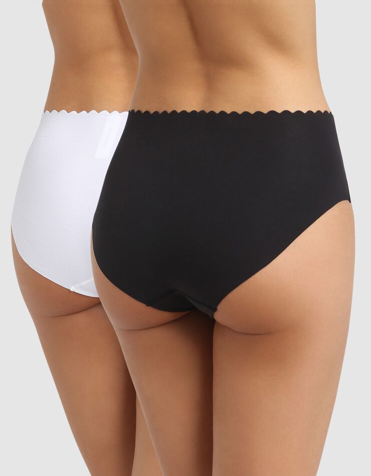 Culotte haute coton stretch Body Touch- Lot de 2 (blanc + noir) Culotte haute coton stretch Body Touch- Lot de 2 (blanc + noir)