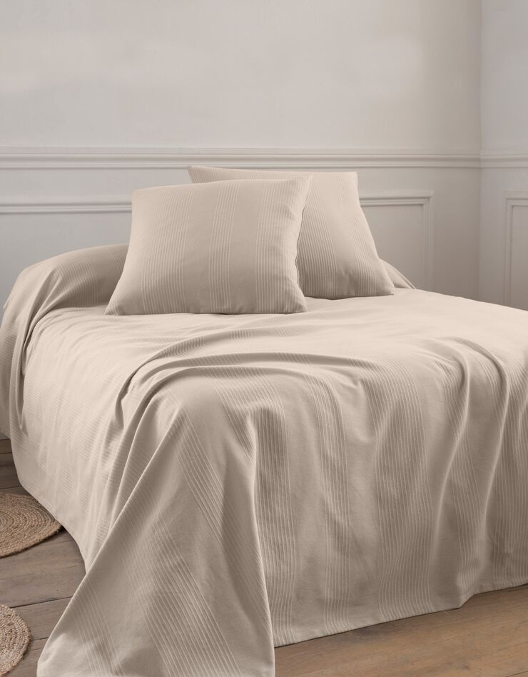 Jeté de lit uni tissé coton (grège) Jeté de lit uni tissé coton (grège)