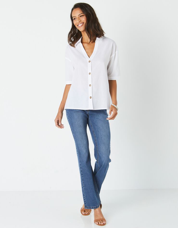 Chemise manches coudes unie, spécial petites (blanc) Chemise manches coudes unie, spécial petites (blanc)