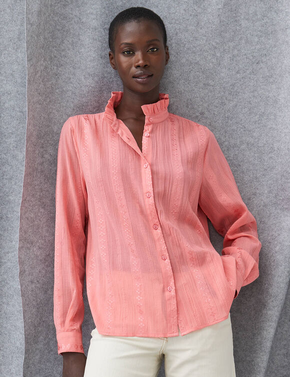 Blouse col dentelle (rose)