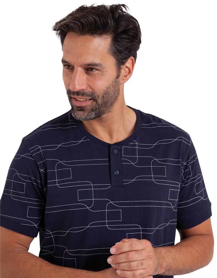 Pyjama short imprimé - coton (marine / bordeaux) Pyjama short imprimé - coton (marine / bordeaux)