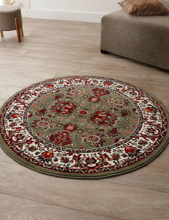 Tapis rond motifs perse (vert)